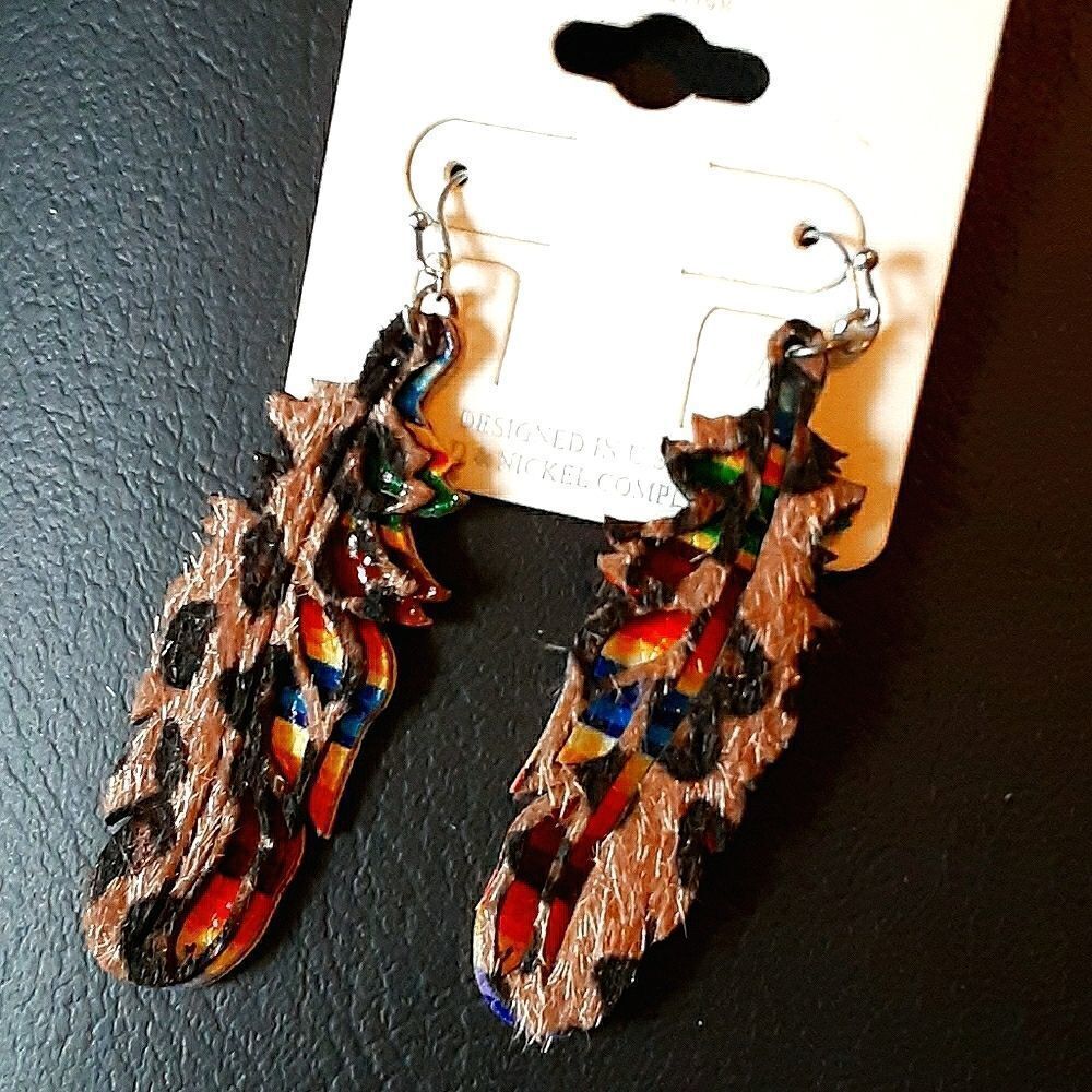 Leopard Rainbow Aztec Earrings